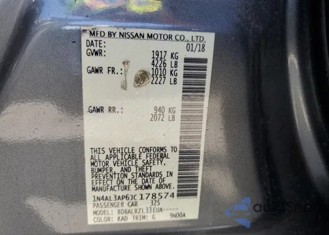 2018 Nissan Altima 2.5 from USA, damaged, VIN 1N4AL3AP6JC178574